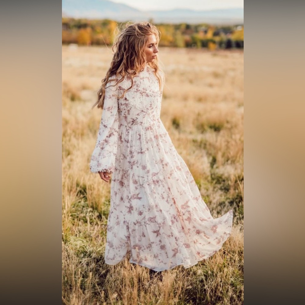 JessaKae Aurora White and Pink Maxi Dress 2X